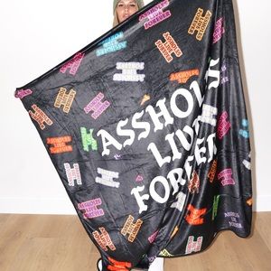 Linda Finegold ALF colored logos fleece blanket